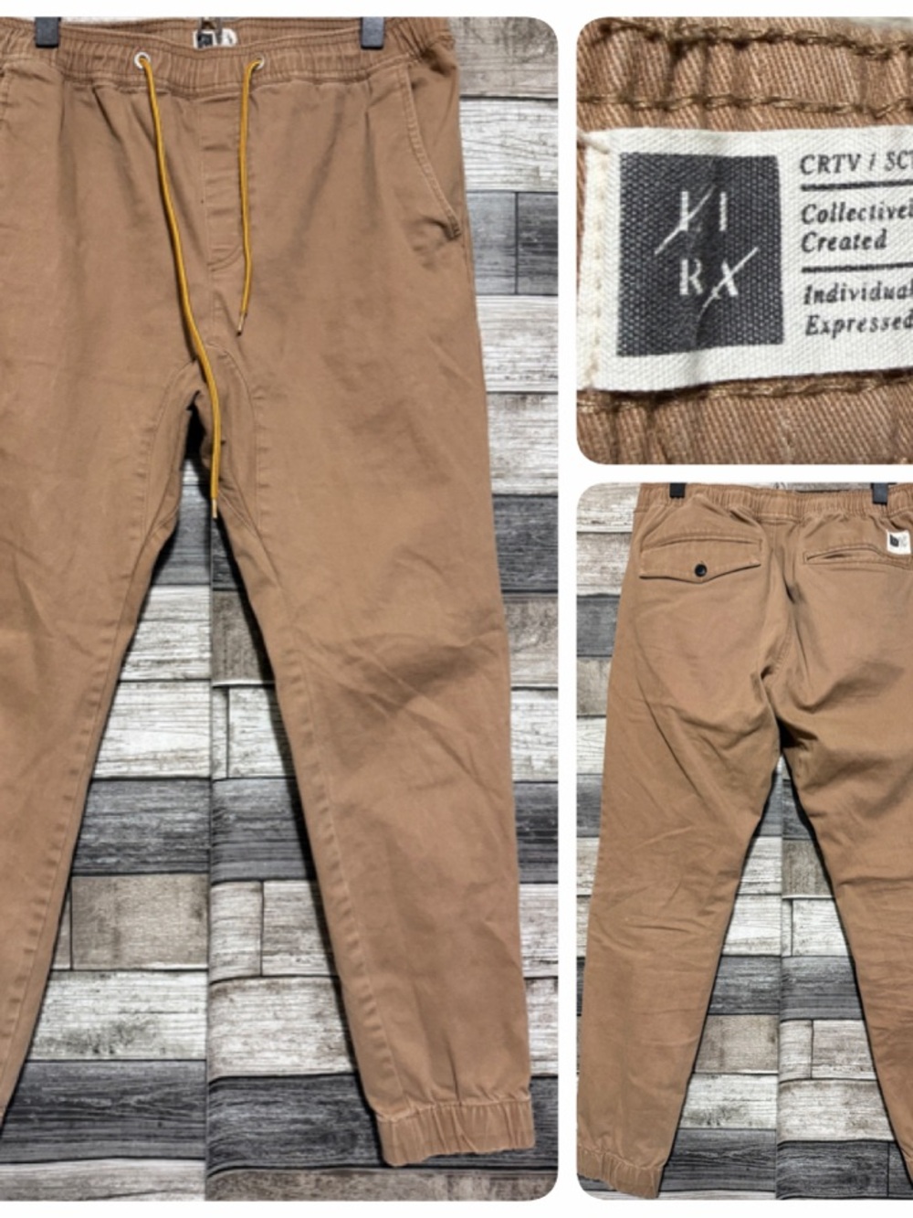 Rails Chino Joggers Pants Men’s 34 Brown Tan Tapered (Inseam 27) Drawstring